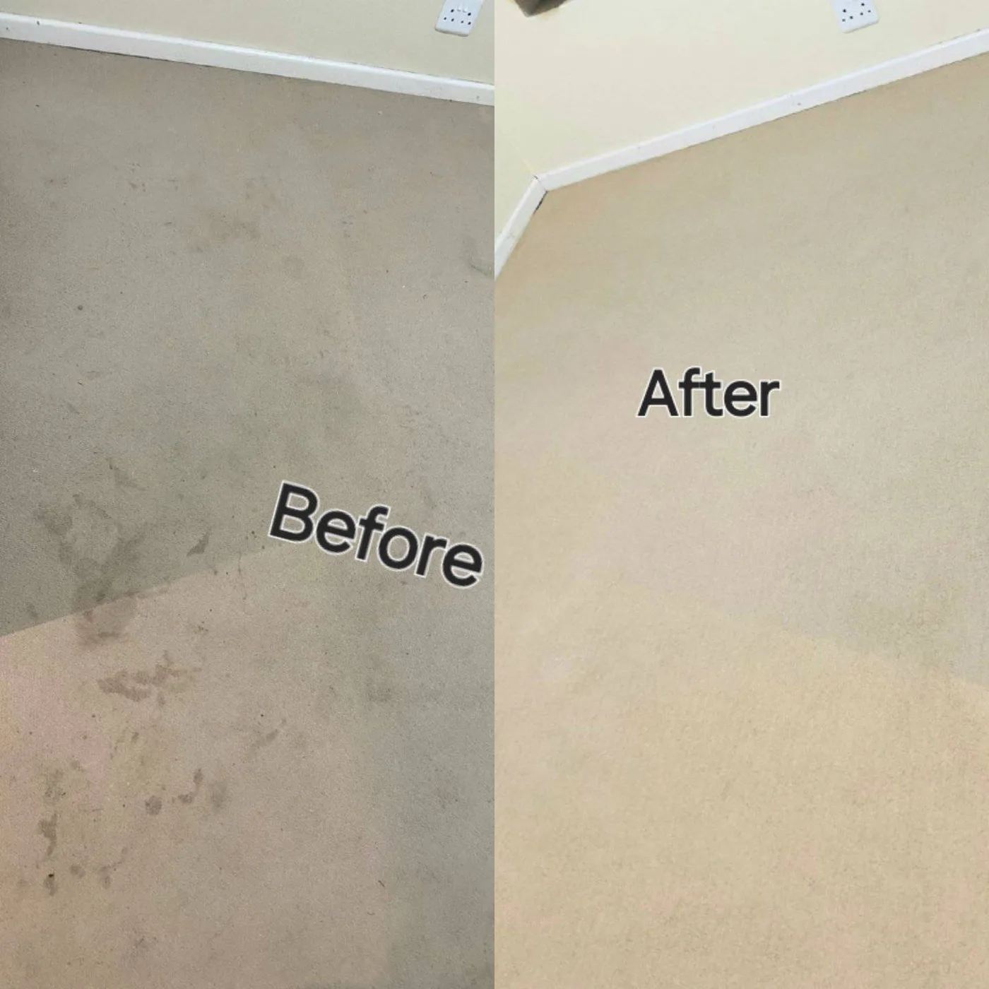 Before and after carpet cleaning result