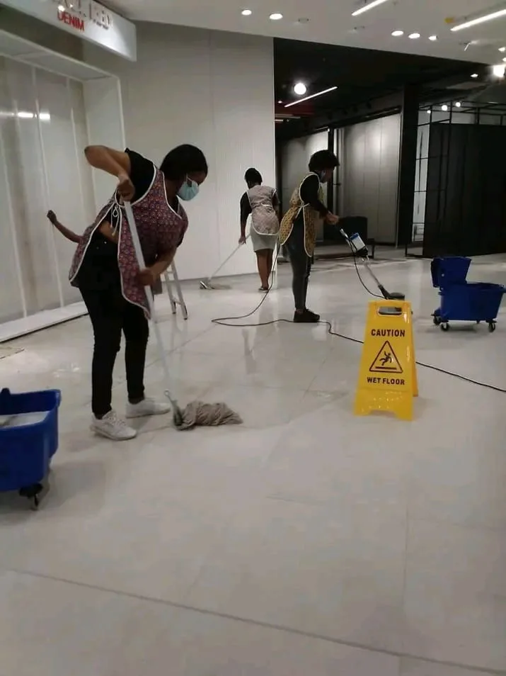 Professional carpet cleaning in progress