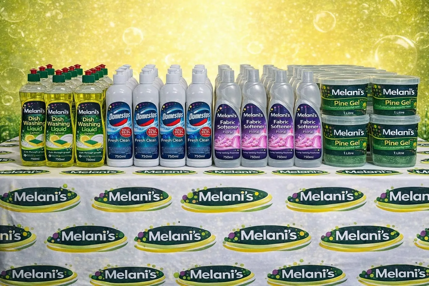 Melani's branded cleaning chemical range