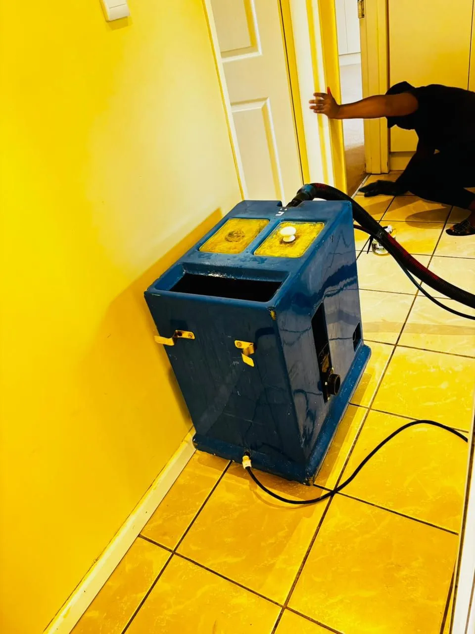 Floor and tile deep cleaning equipment in action